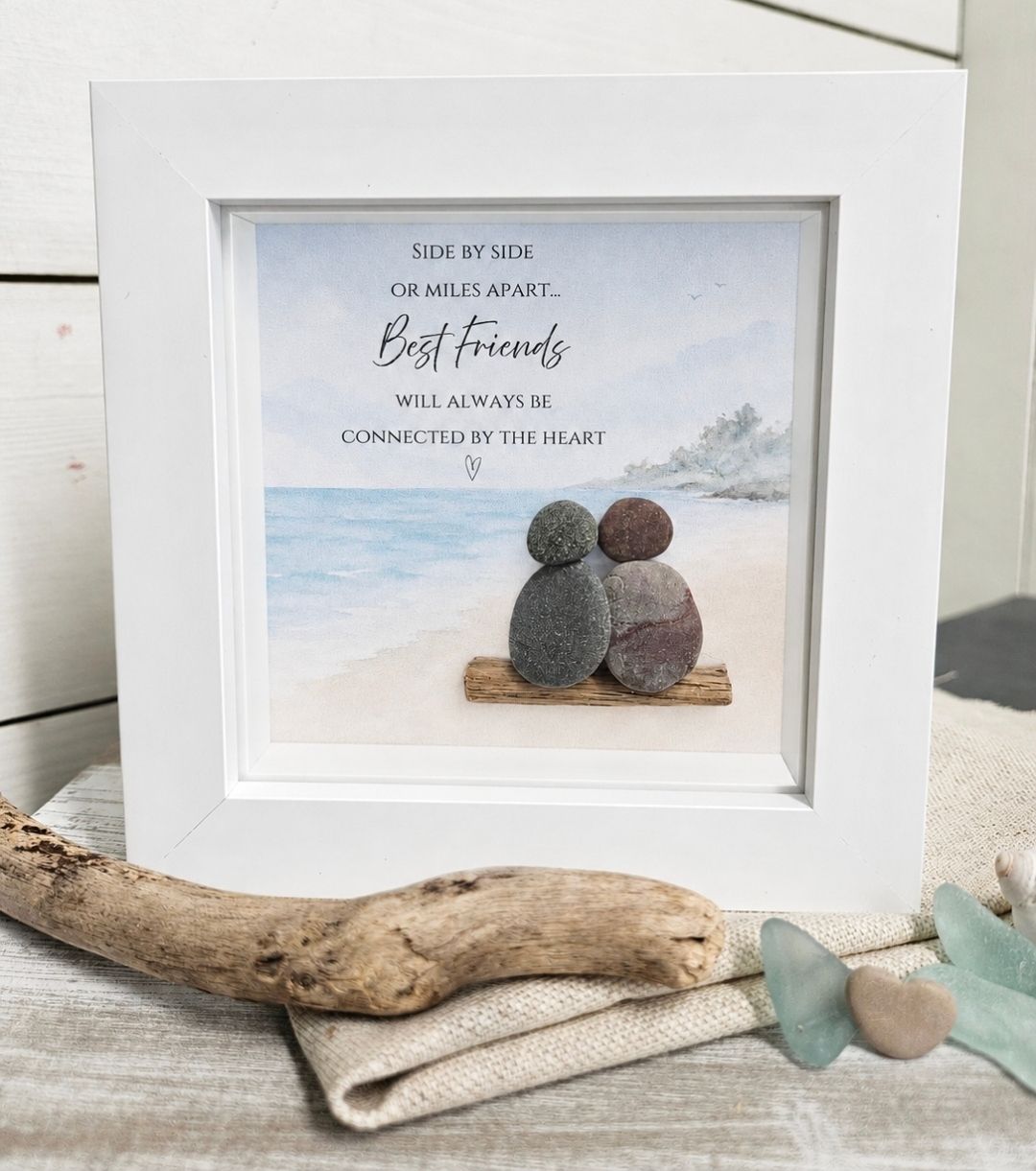 SIDE BY SIDE - HANDCRAFTED PEBBLE ART FRAME 