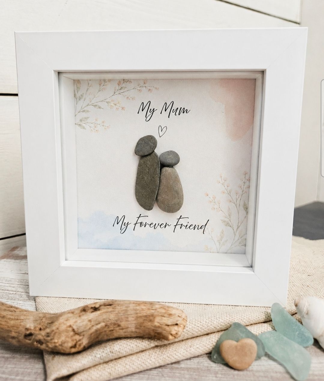 MY MUM, MY FOREVER FRIEND - HANDCRAFTED PEBBLE ART KEEPSAKE 