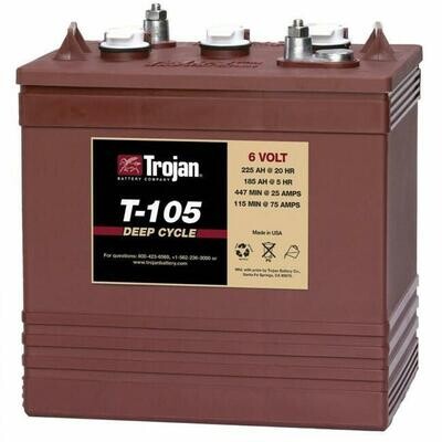 Bateria de ciclado profundo de 6 volts 225a t105 marca trojan