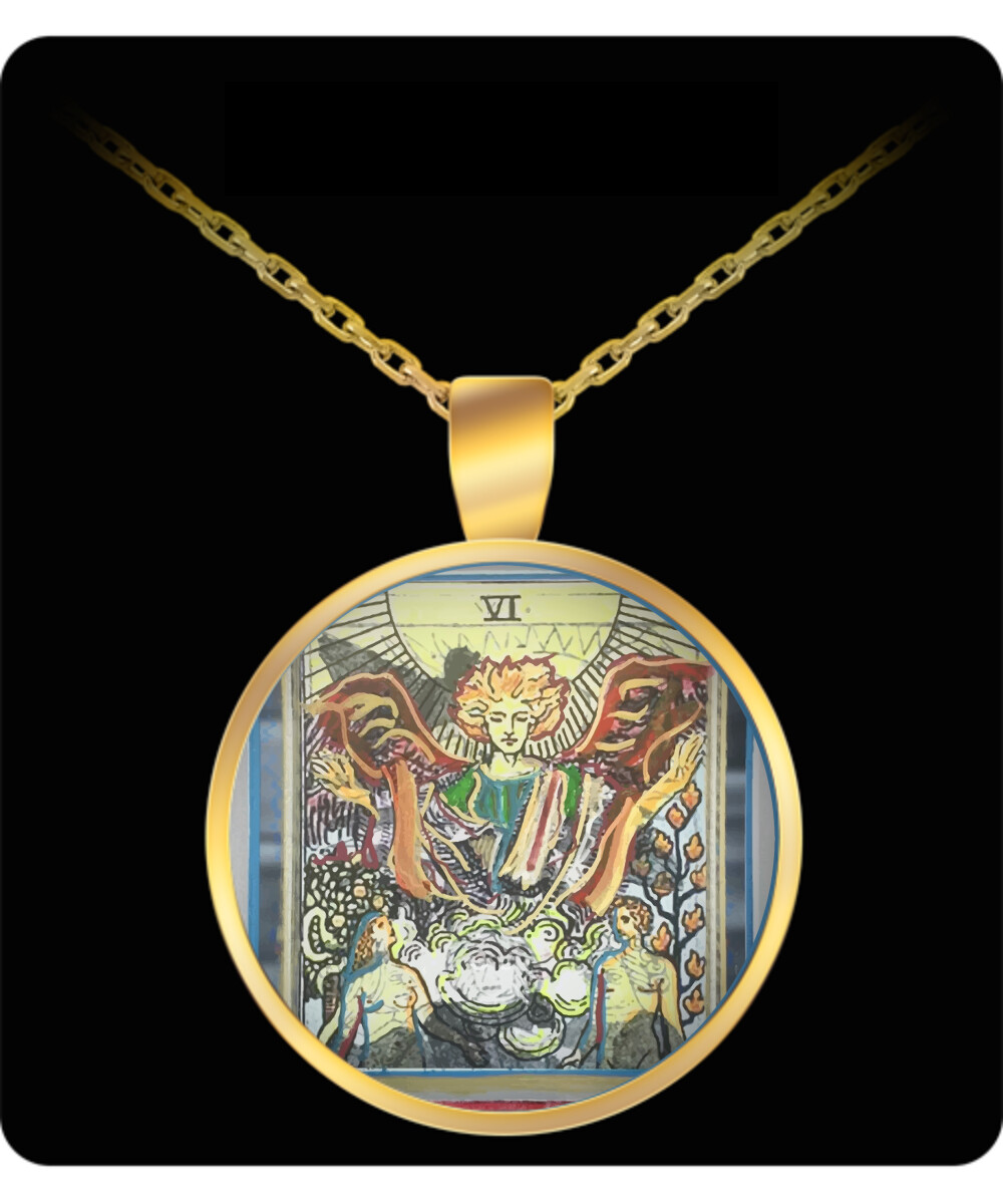 The Lovers Tarot Card Pendant Necklace