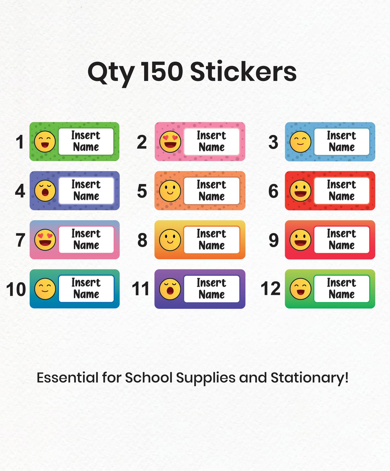 Emoji Themed Small Label Sticker Pack (150 pcs)