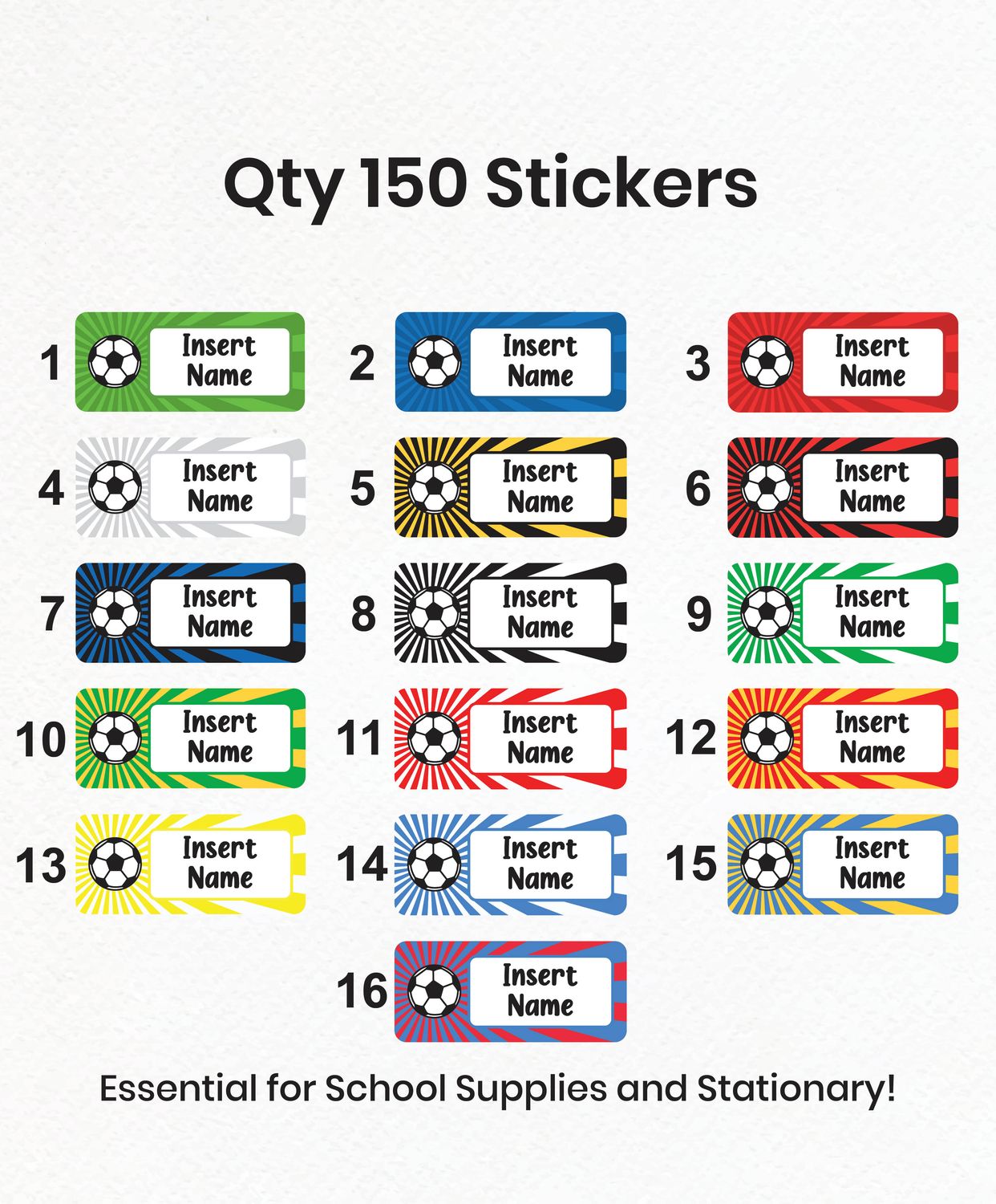 Football Themed Small Label Sticker Pack (150 pcs)