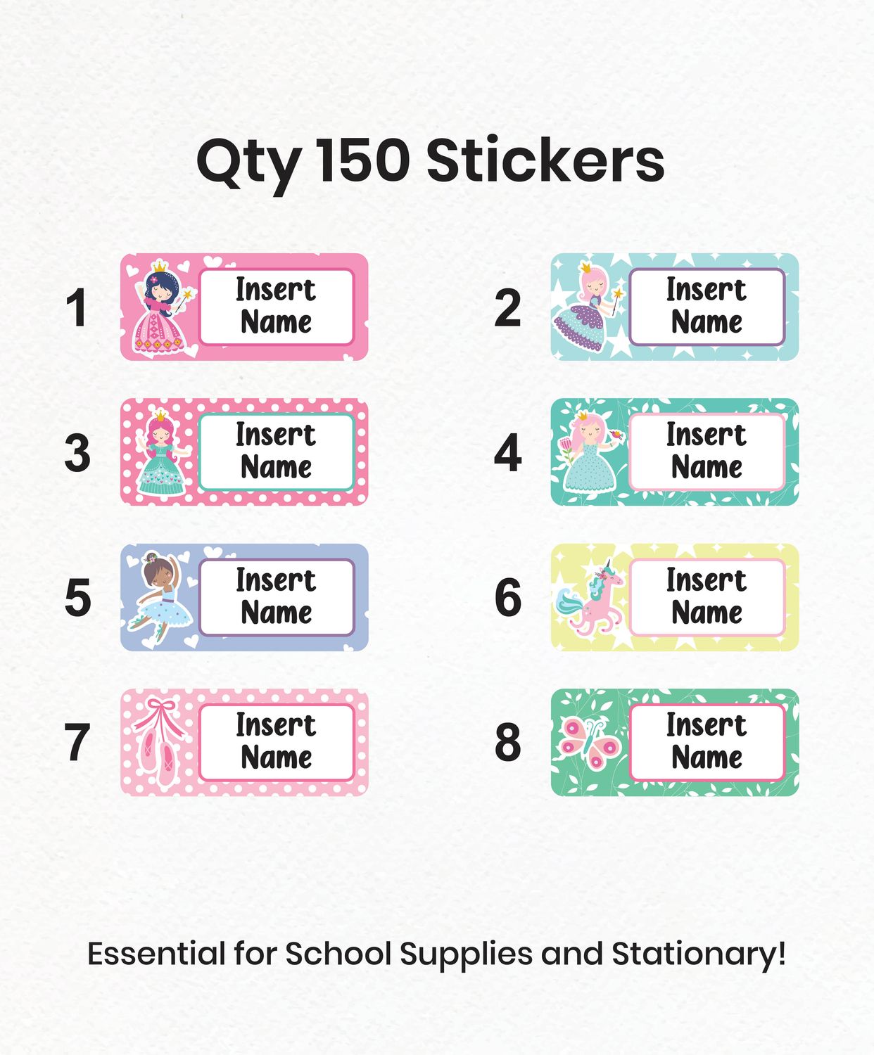Fairytale Themed Small Label Sticker Pack (150 pcs)