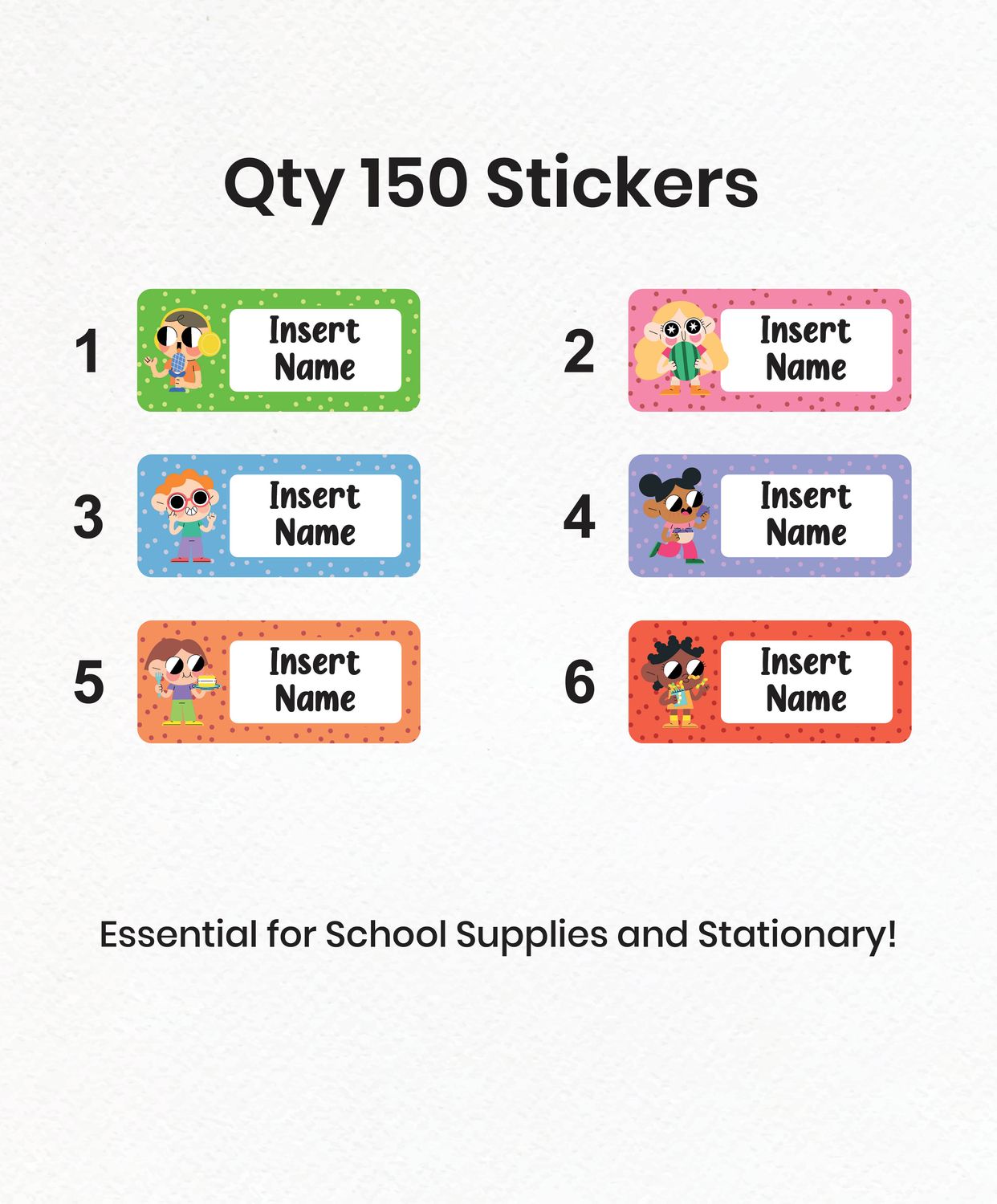 Fun Themed Small Label Sticker Pack (150 pcs)