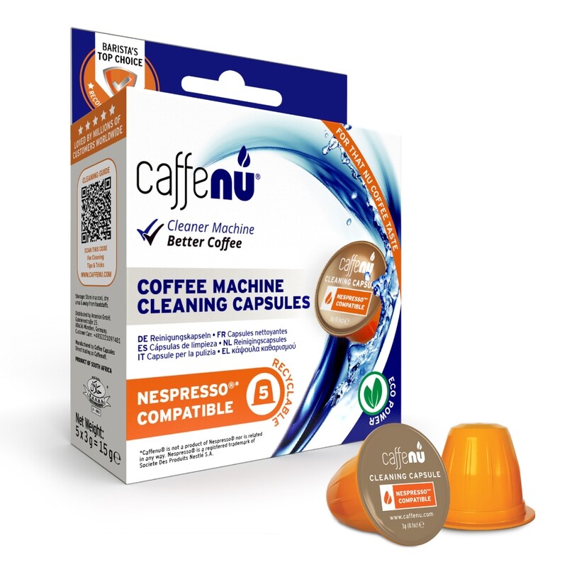 Caffe Nu- Cleaning Capsules- Nespresso Compatible (5 x Box of 5 cleaning capsules)