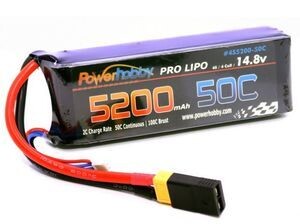 PH 5200mAh 14.8V 4S 50C LiPo Battery with Hardwired XT60 Connector w/HC Adapter PHB4S520050CXT60APT