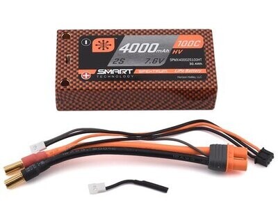 Spektrum RC 2S 100C Smart LiPo Shorty Pack Battery w/5mm Tubes (7.6V/4000mAh) SPMX40002S100HT