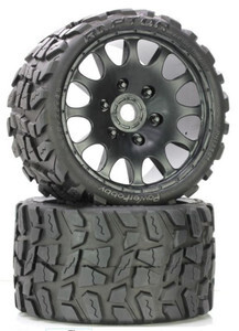 PH Raptor Belted Monster Truck Wheels/Tires (pr.), Pre-mounted, Sport Medium Compound 17mm Hex PHBPHT1141S
