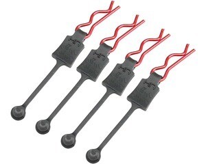 Hot Racing Body Clip Retainers, for 1/8th Scale, Red (4pcs)
