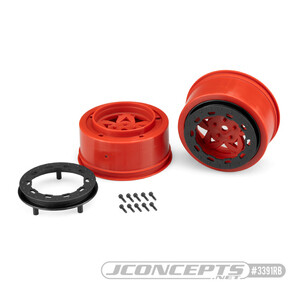Jconcepts Tremor, Slash Rear, Slash 4x4 F&amp;R Wheel - Red Wheel / Black Beadlock - 2pc.