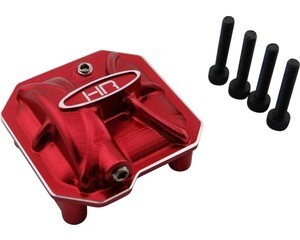 HR Aluminum AR44 Axle Differential Covers, Red, for Axial SCX II