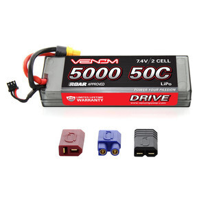 Venom DRIVE 50C 2S 5000mAh 7.4V LiPo Hardcase ROAR Battery with UNI 2.0 Plug VNR15058