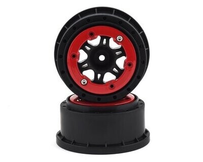 Pro-Line Split Six Bead-Loc Short Course Rear Wheels (Black/Red) (2) w/12mm Hex (Slash Rear) PRO2715-04