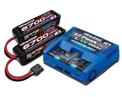 Traxxas EZ-Peak Live 4S &quot;Completer Pack&quot; Multi-Chemistry Battery Charger w/Two Power Cell 4S Batteries (6700mAh) TRA2997