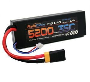 PowerHobby 5200mAh 7.4V 2S 35C LiPo Battery with Hardwired XT60 Connector w/HC Adapter PHB2S520035CXT60APT