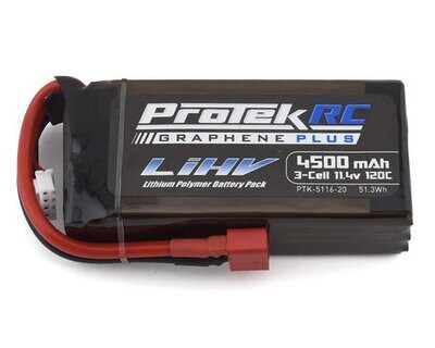 ProTek RC 3S 130C Low IR Si-Graphene + HV Shorty LiPo Battery (11.4V/4800mAh) Crawler Pack w/T-Style Plug PTK-5116-22