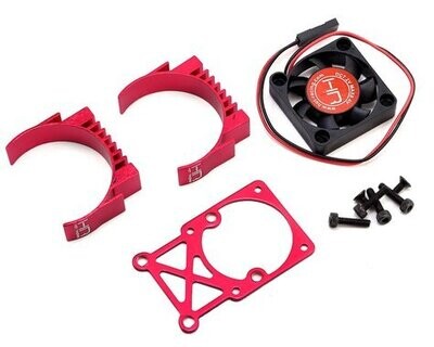 Hot Racing Clip-On Two-Piece Motor Heat Sink w/Fan (Red) HRAMH550TE02