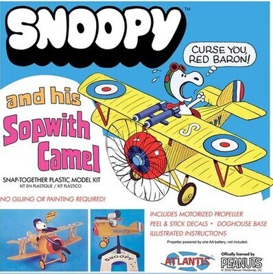 Atlantis Snoopy and His Sopwith Camel Snap Plastic Model Kit AANM6779