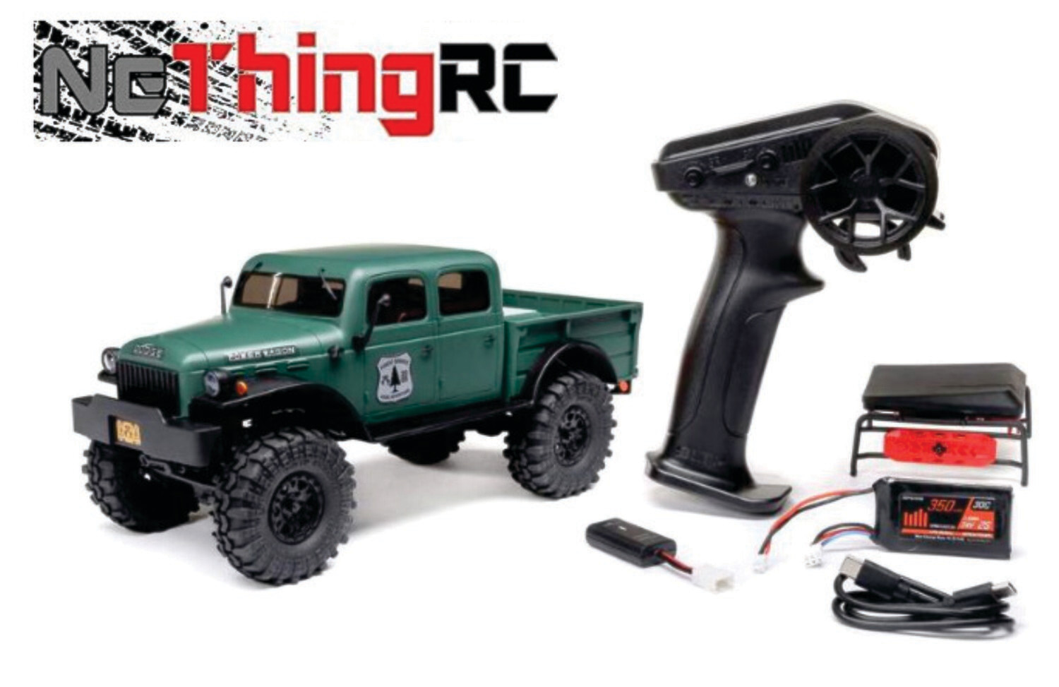 Axial SCX24 40&#39;s 4 Door Dodge Power Wagon 1/24 4WD RTR Scale Mini Crawler (Green) w/2.4GHz Radio AXI00007T2