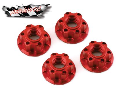 Yeah Racing 4mm Aluminum Serrated Wheel Lock Nut (4) (Red) YEA-YA-0448RD