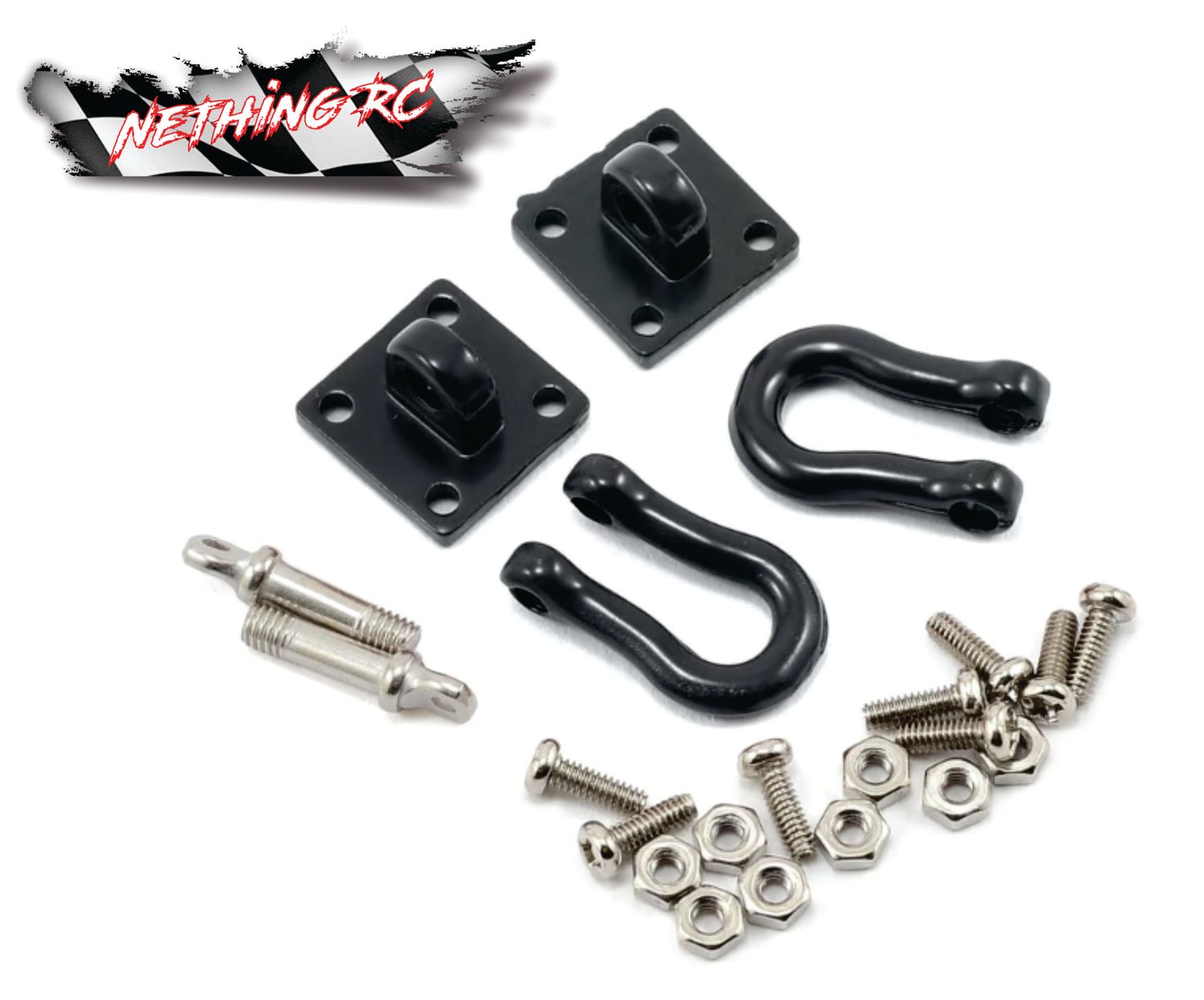 Yeah Racing 1/10 Crawler Scale Heavy Duty Shackle w/Mounting Bracket (Black) (2) YEA-YA-0378