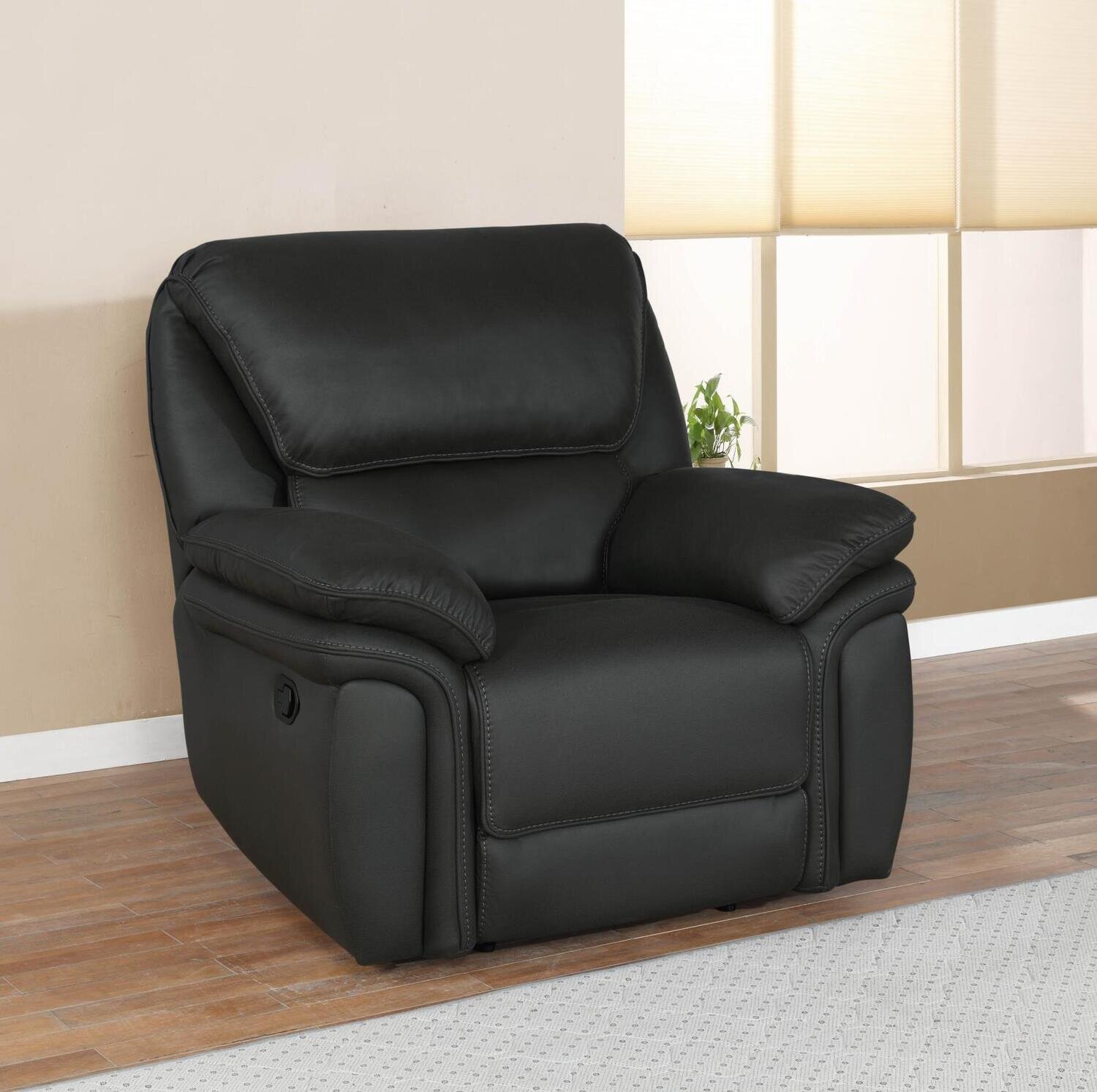 Breton Tufted Back Recliner Black