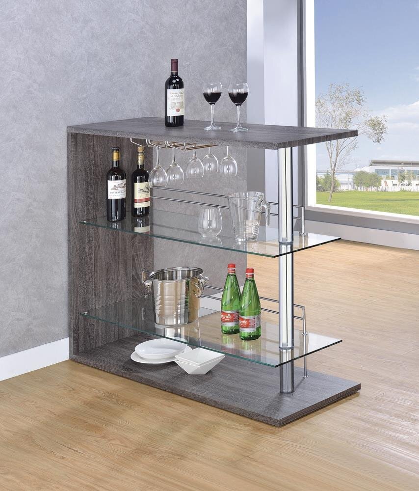 Rectangular 2shelf Bar Unit Grey