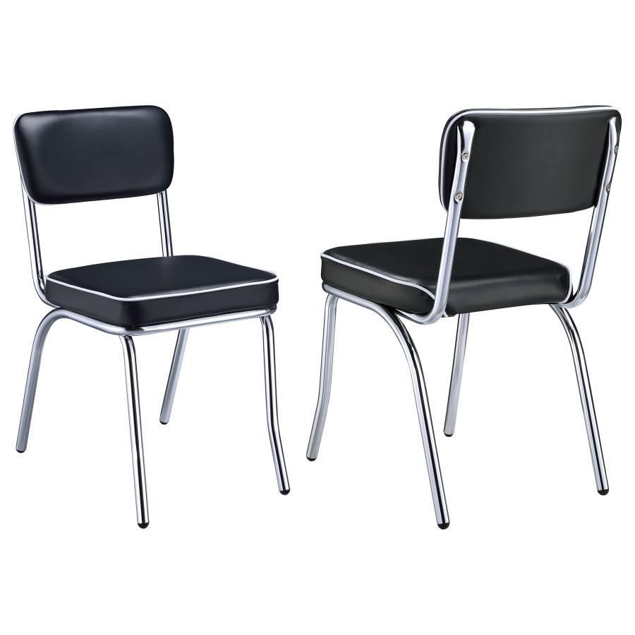 Retro - Open Back Side Chairs (Set of 2) - Black And Chrome