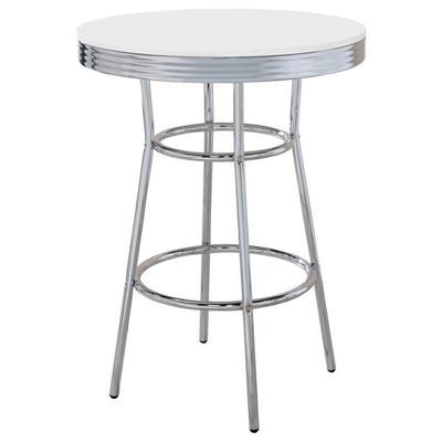 Theodore - Round Bar Table - Chrome And Glossy White