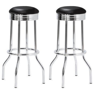 Theodore - Upholstered Top Bar Stools (Set of 2) - Black And Chrome