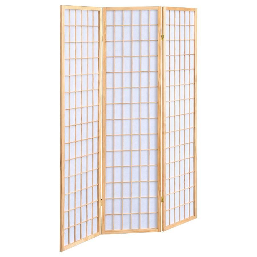 Carrie - 3-Panel Folding Screen - Natural And White
