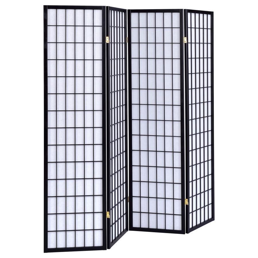 Roberto - 4-Panel Folding Screen - Black And White