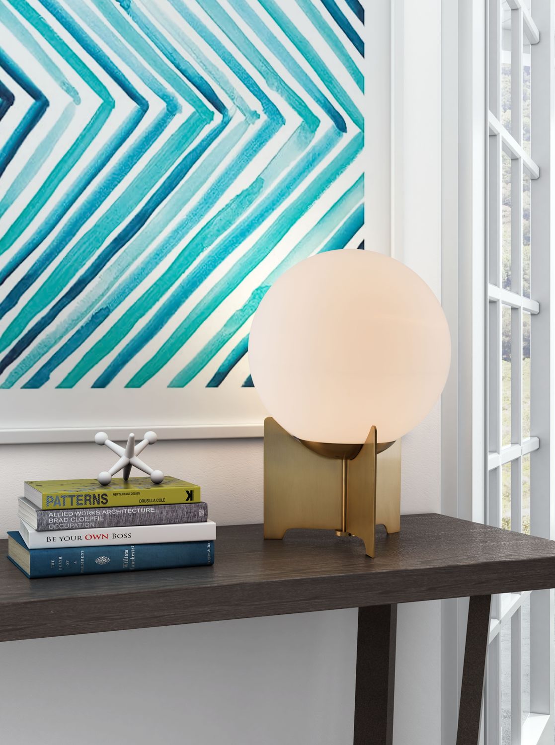 Pearl - Table Lamp - White & Brass