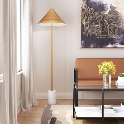 Bianca - Floor Lamp - Brass & White