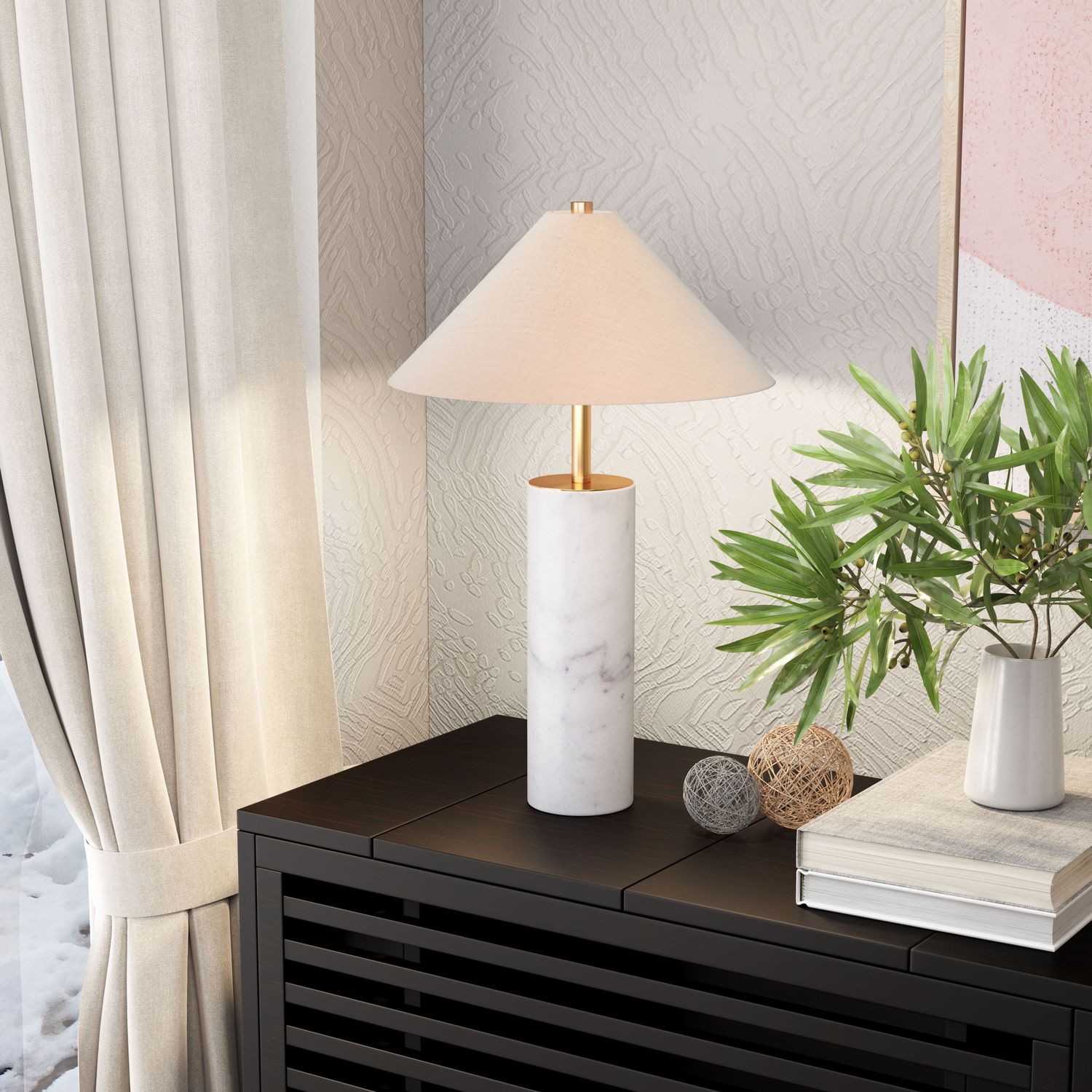 Ciara - Table Lamp - Beige & White