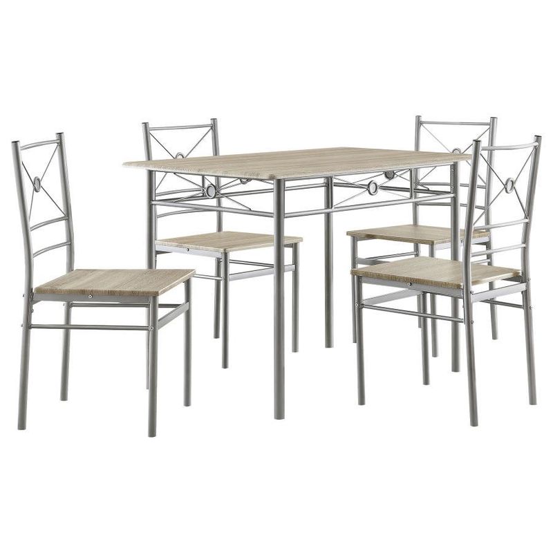 Anna - Fontana 5 Piece Rectangular Dining Set - Brushed Silver