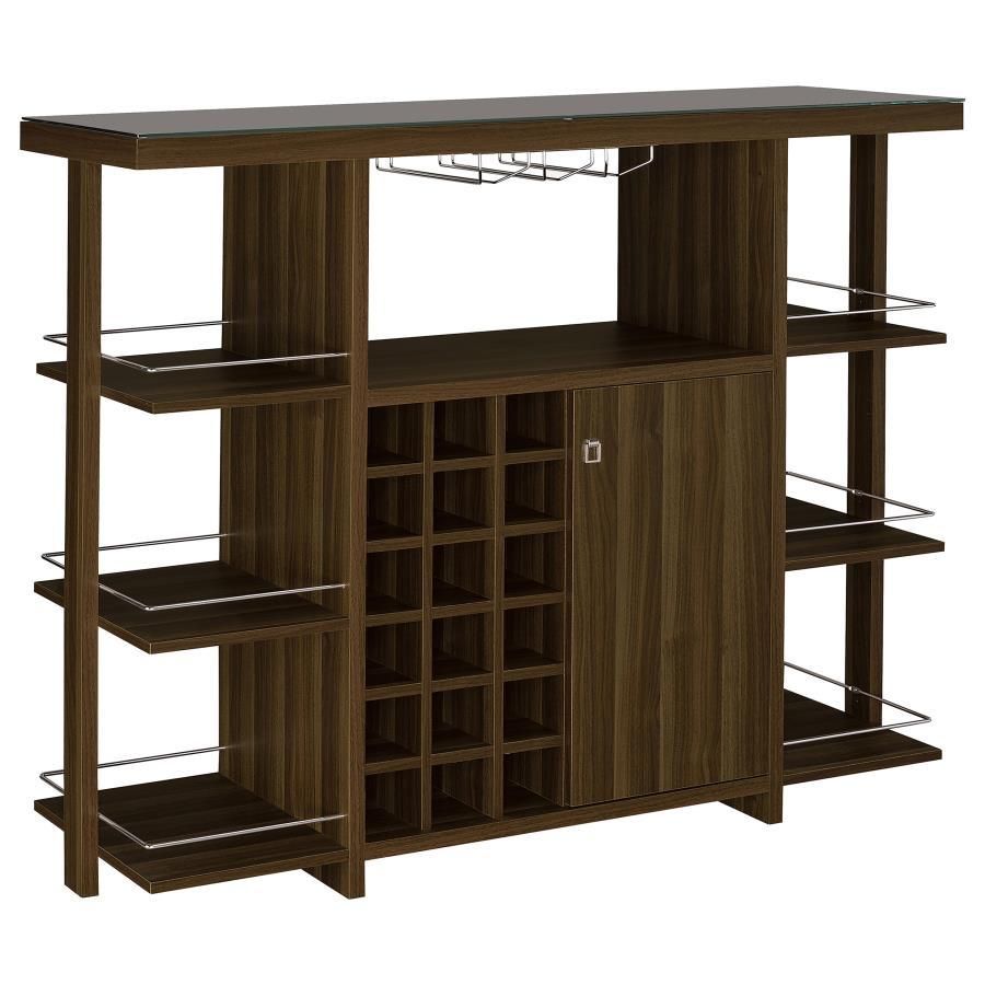 Evelio - Bar Unit With Wine Bottle Storage - Walnut