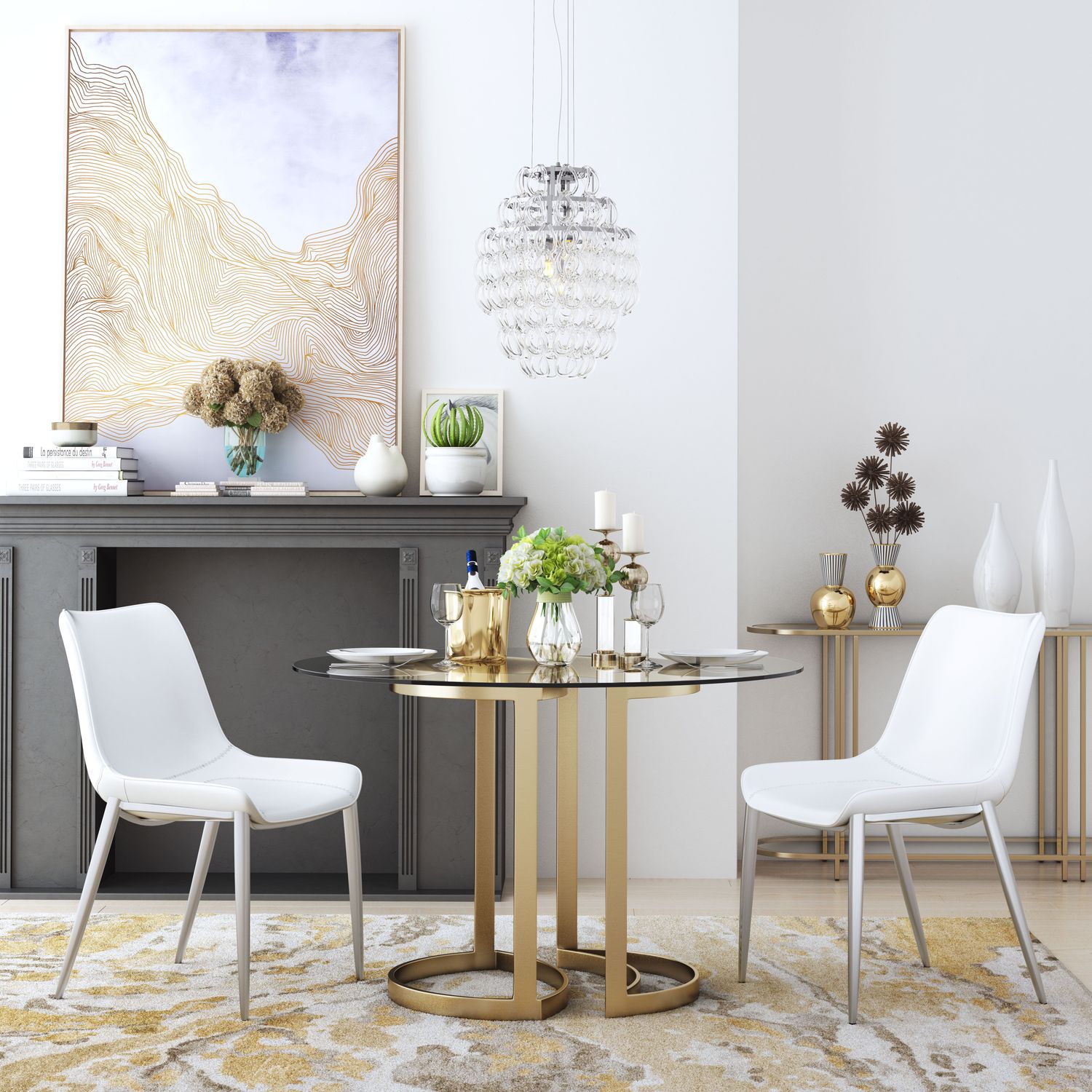 Magnus - Dining Chair (Set of 2) - White & Silver