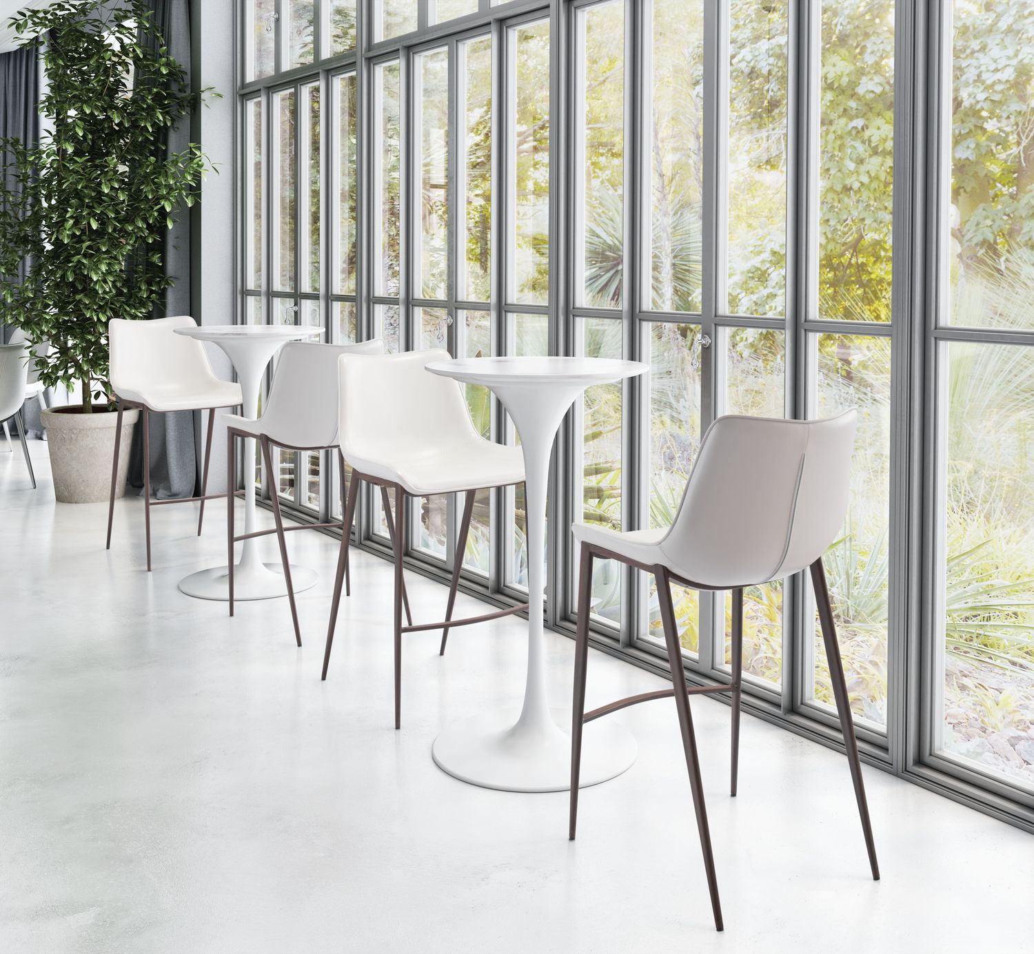 Magnus - Bar Chair (Set of 2) - White & Walnut