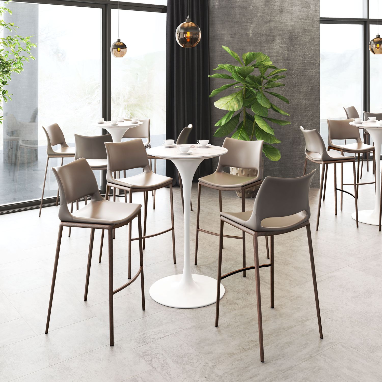 Ace - Bar Chair (Set of 2) - Gray & Walnut