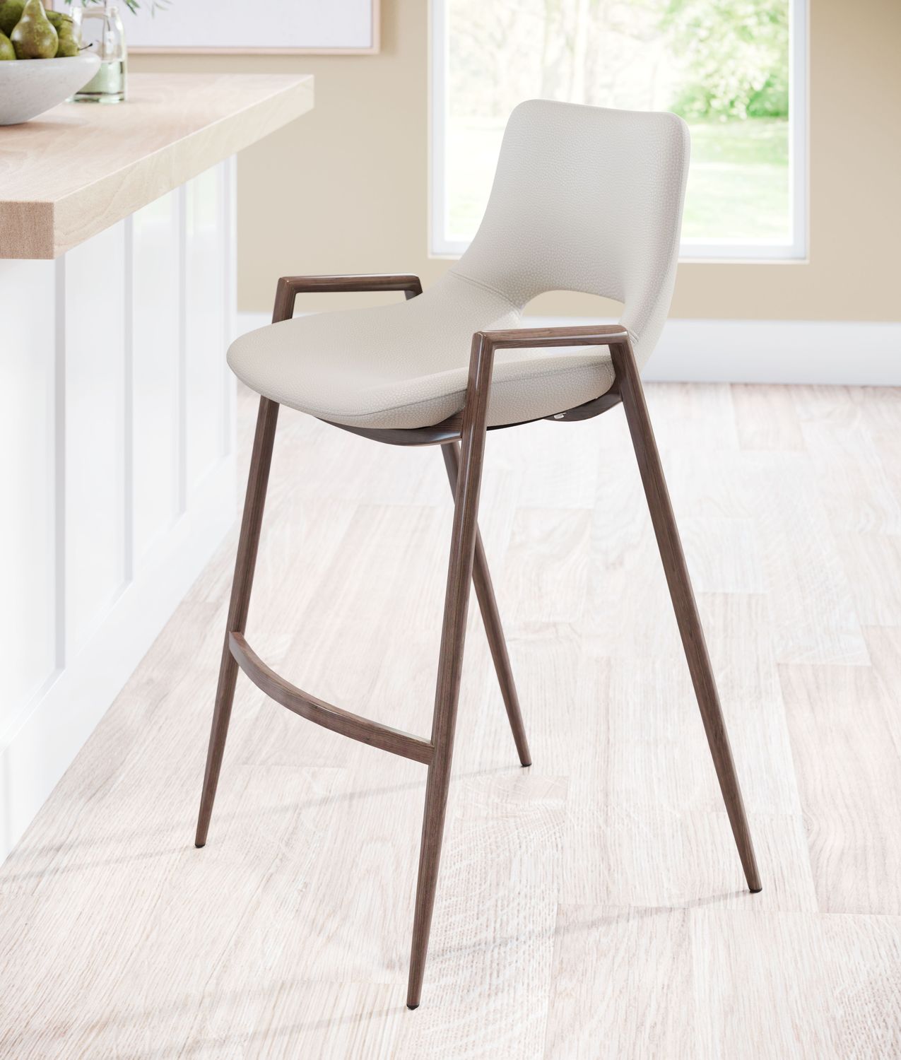 Desi - Counter Stool (Set of 2) - Beige & Walnut