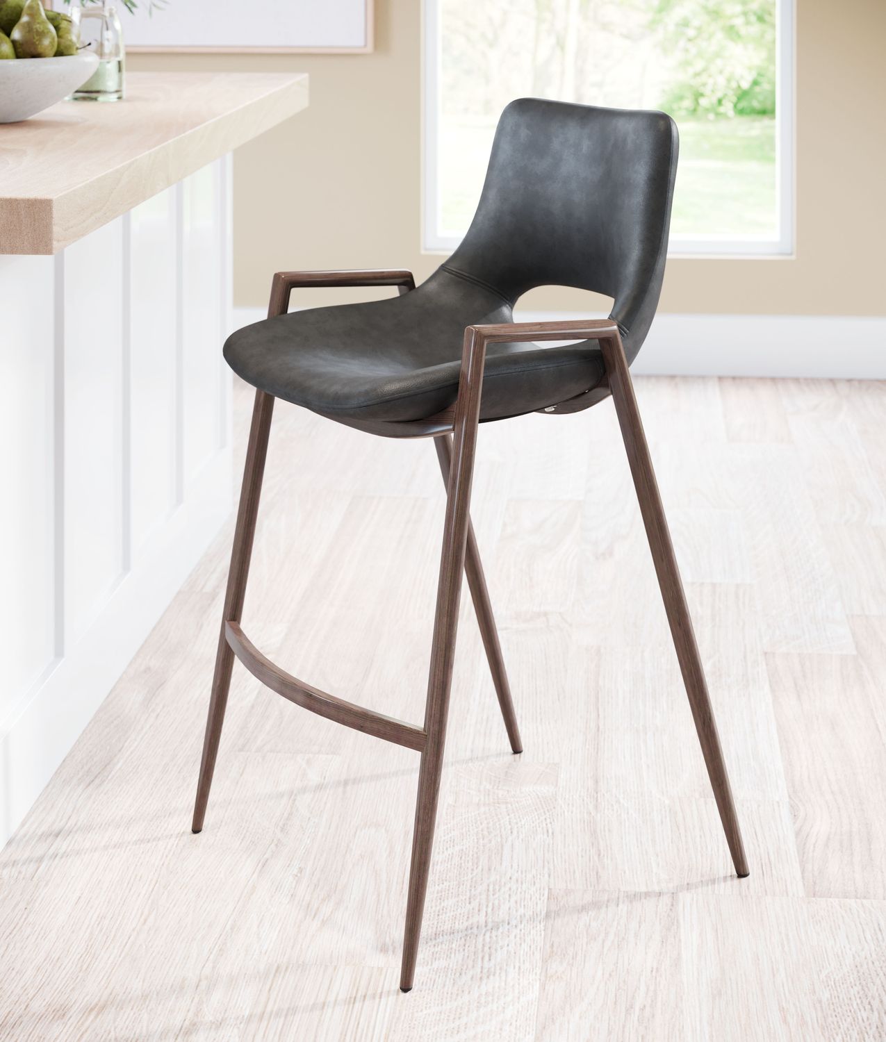 Desi - Counter Stool (Set of 2) - Black & Walnut