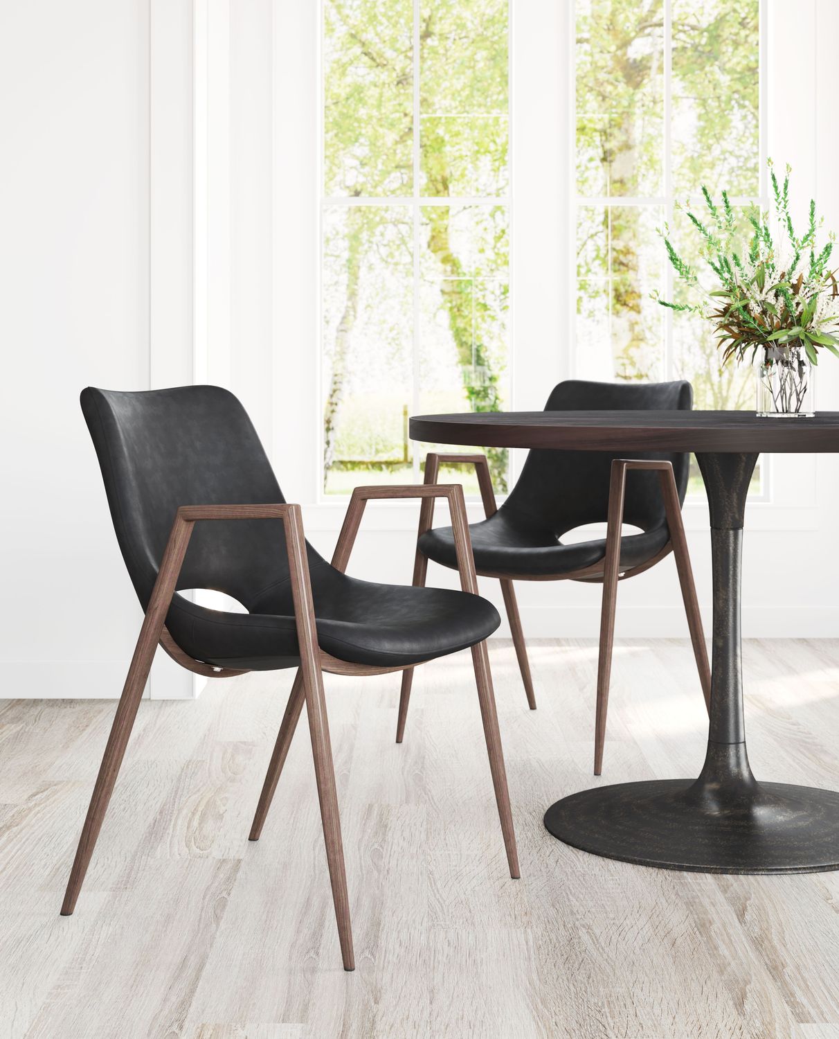 Desi - Dining Chair (Set of 2) - Black & Walnut