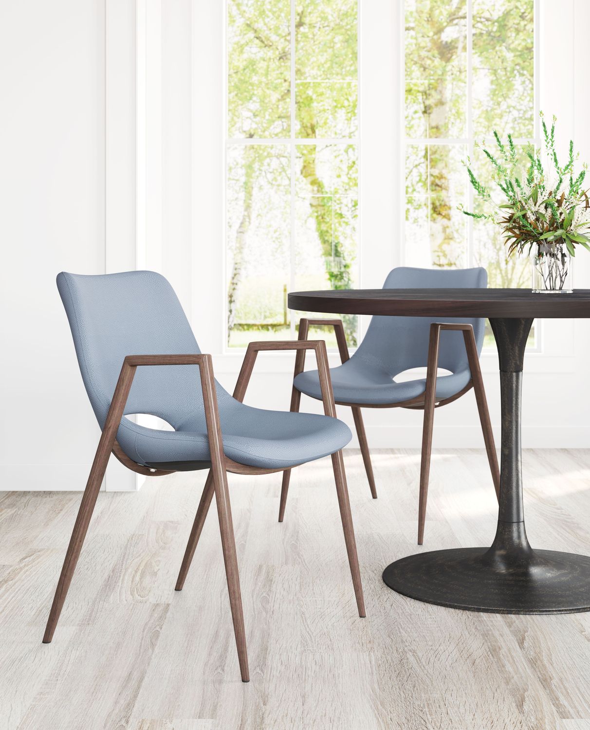Desi - Dining Chair (Set of 2) - Gray & Walnut