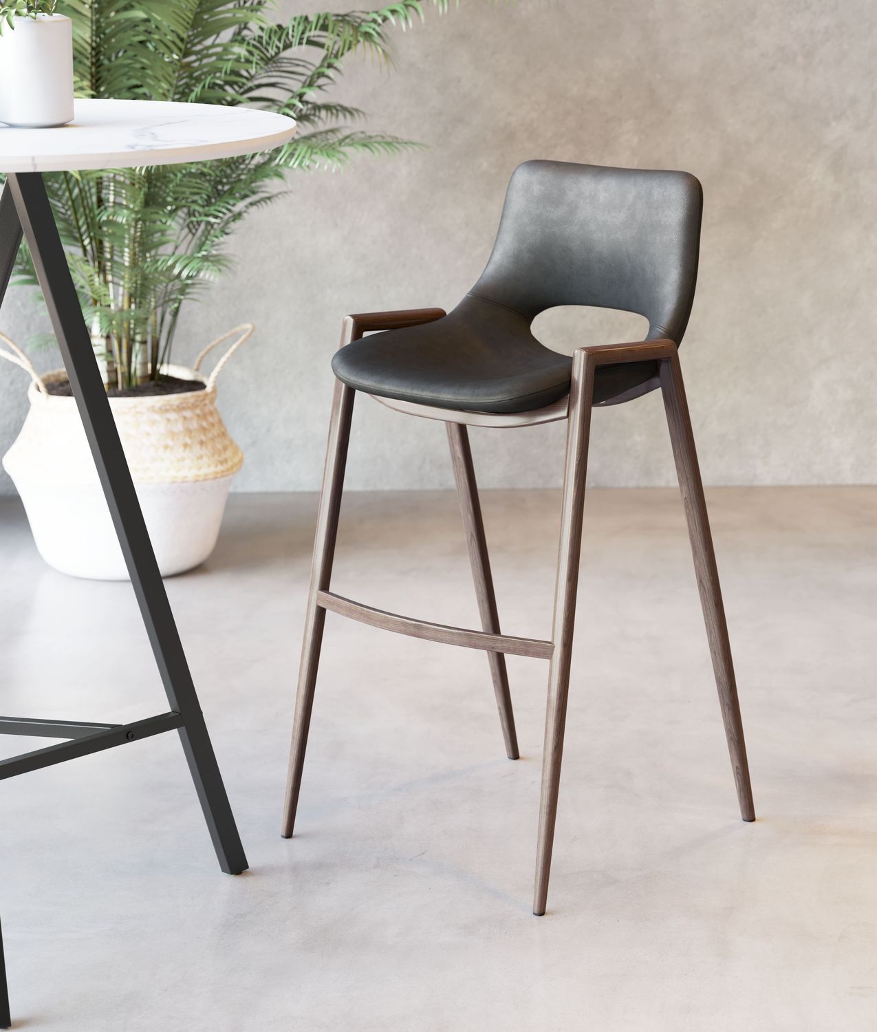 Desi - Barstool (Set of 2) - Black & Walnut
