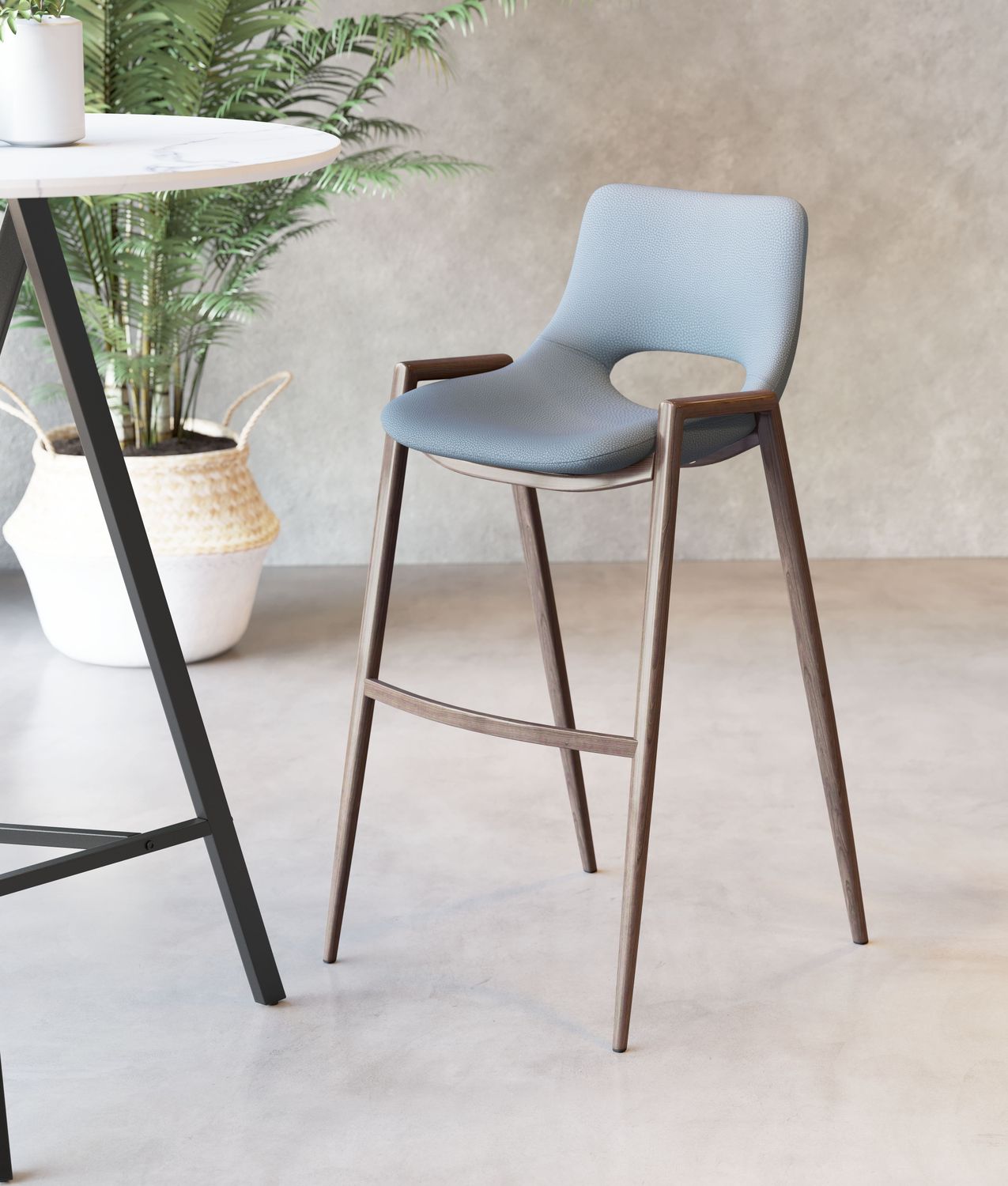 Desi - Barstool (Set of 2) - Gray & Walnut