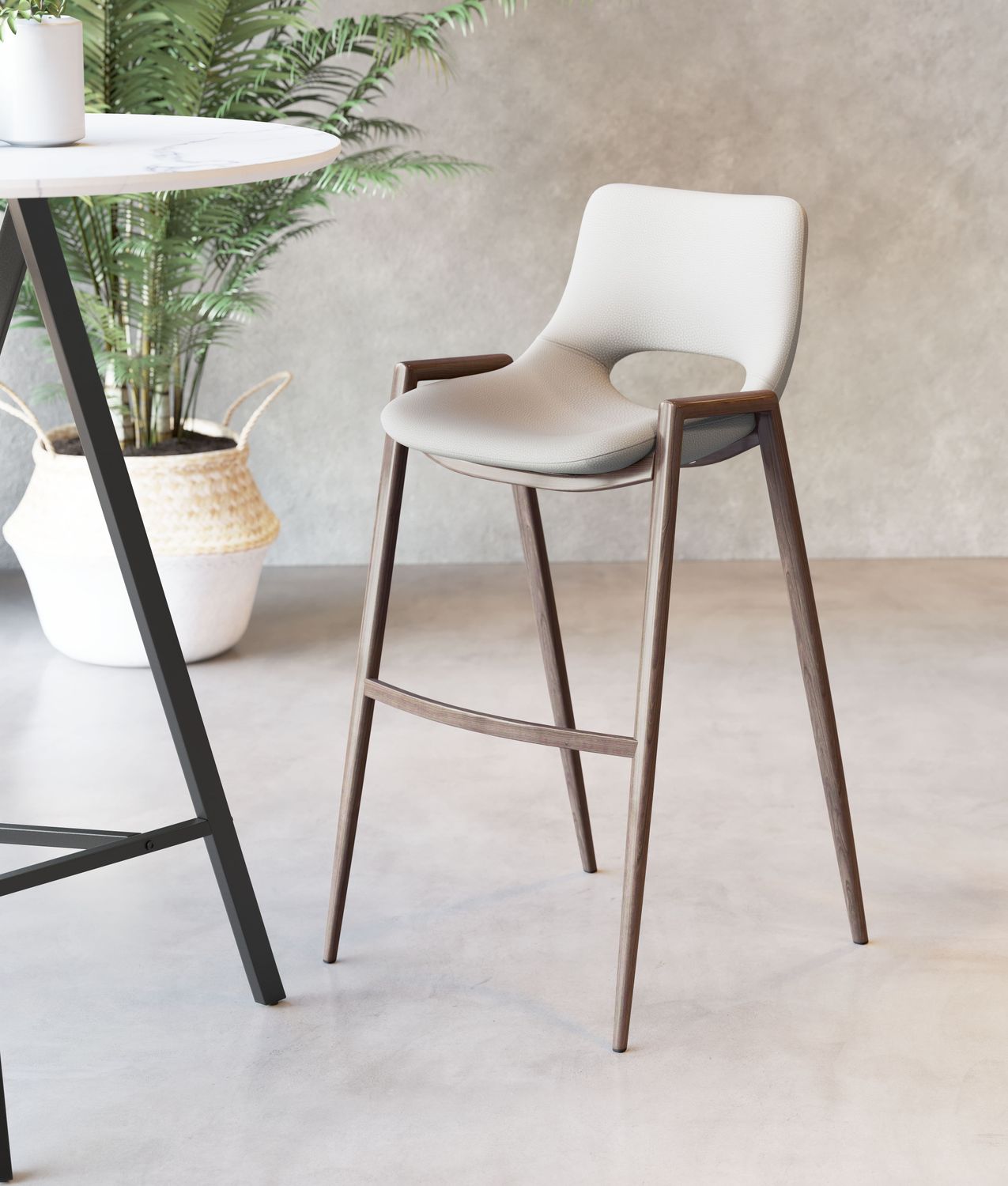 Desi - Barstool (Set of 2) - Beige & Walnut