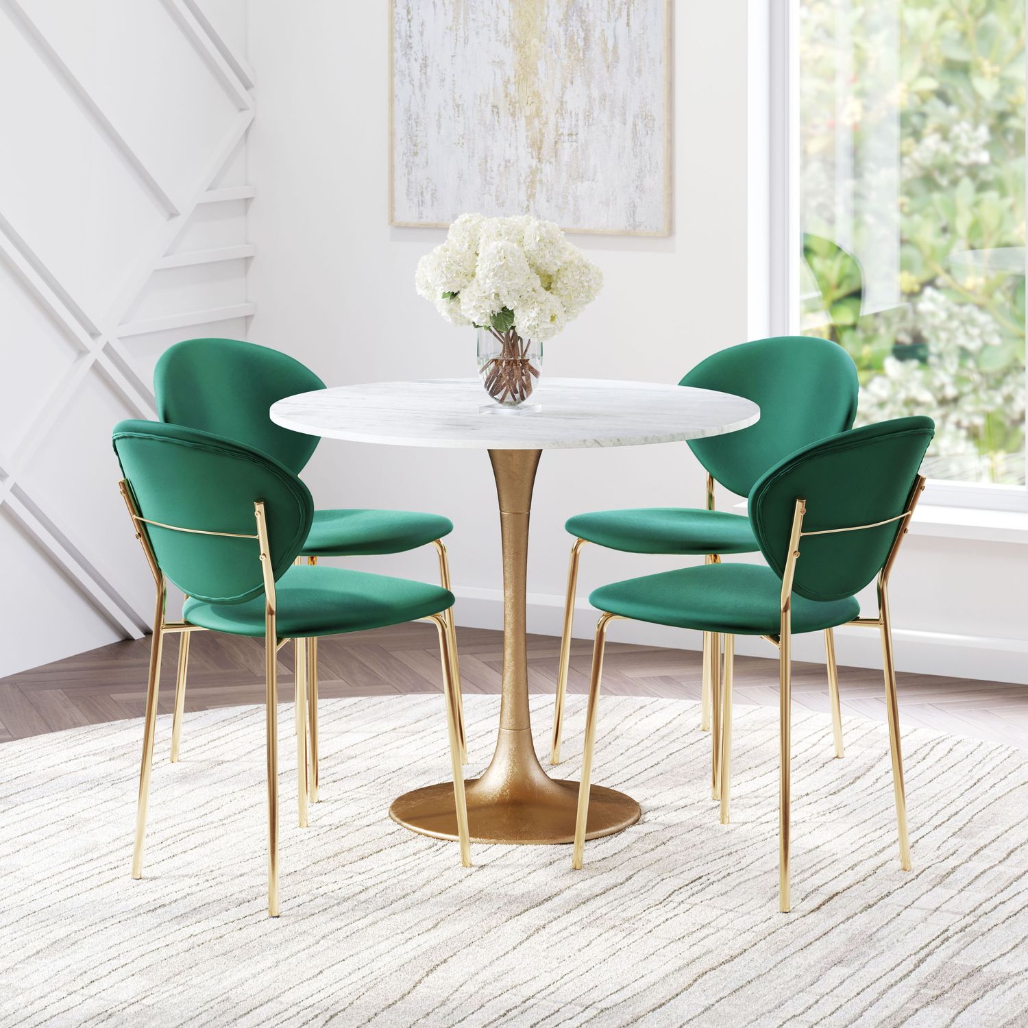 Fullerton - Dining Table - White & Gold