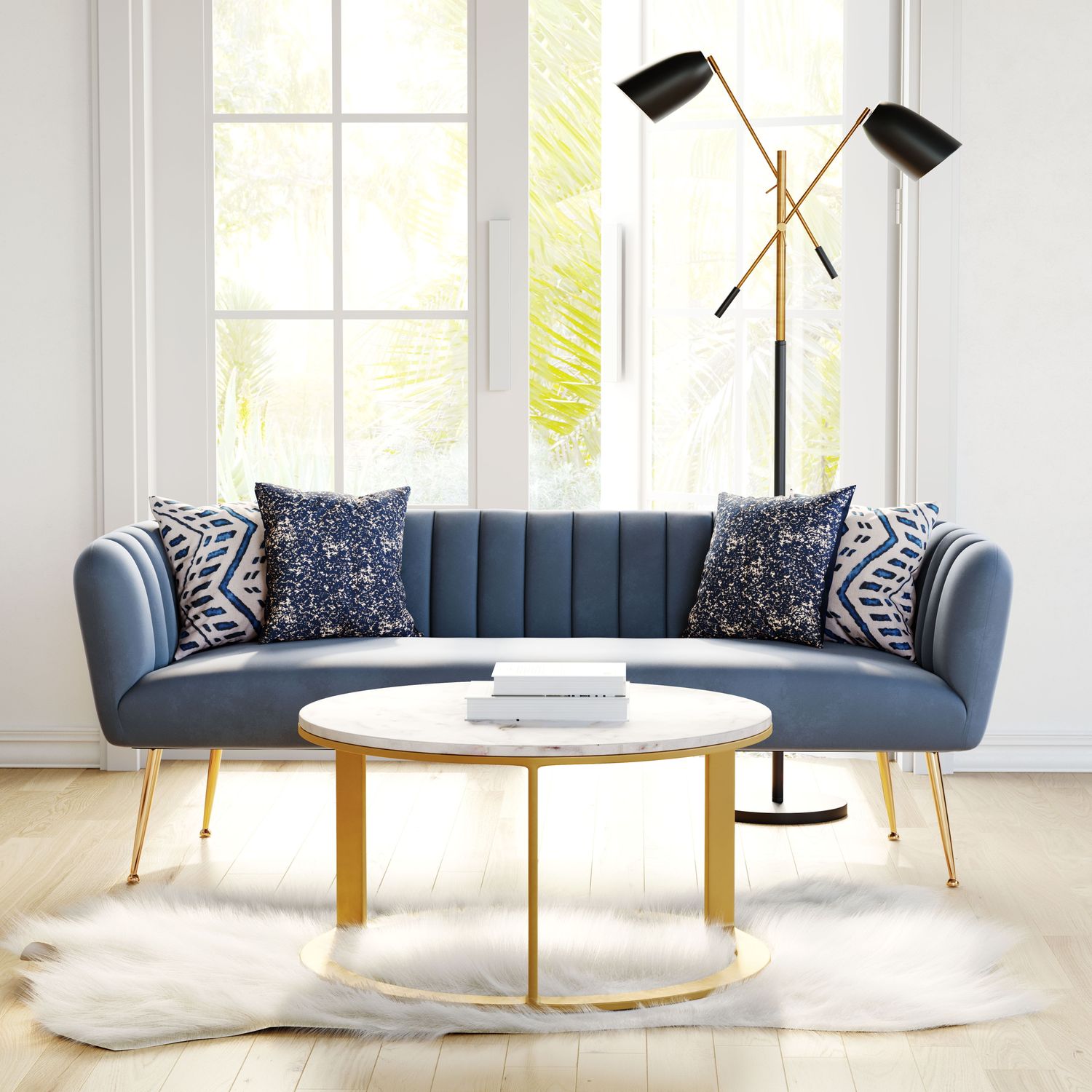 Deco - Sofa - Gray & Gold