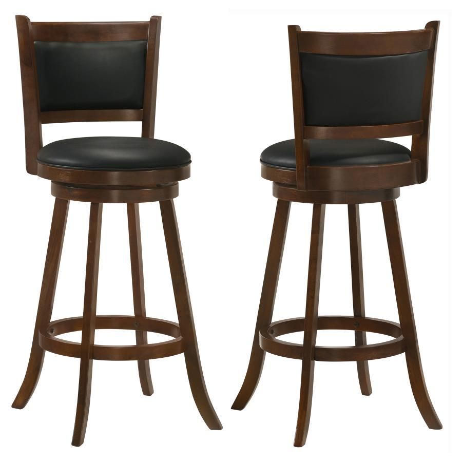 Broxton - Upholstered Swivel Bar Stools (Set of 2) - Chestnut And Black
